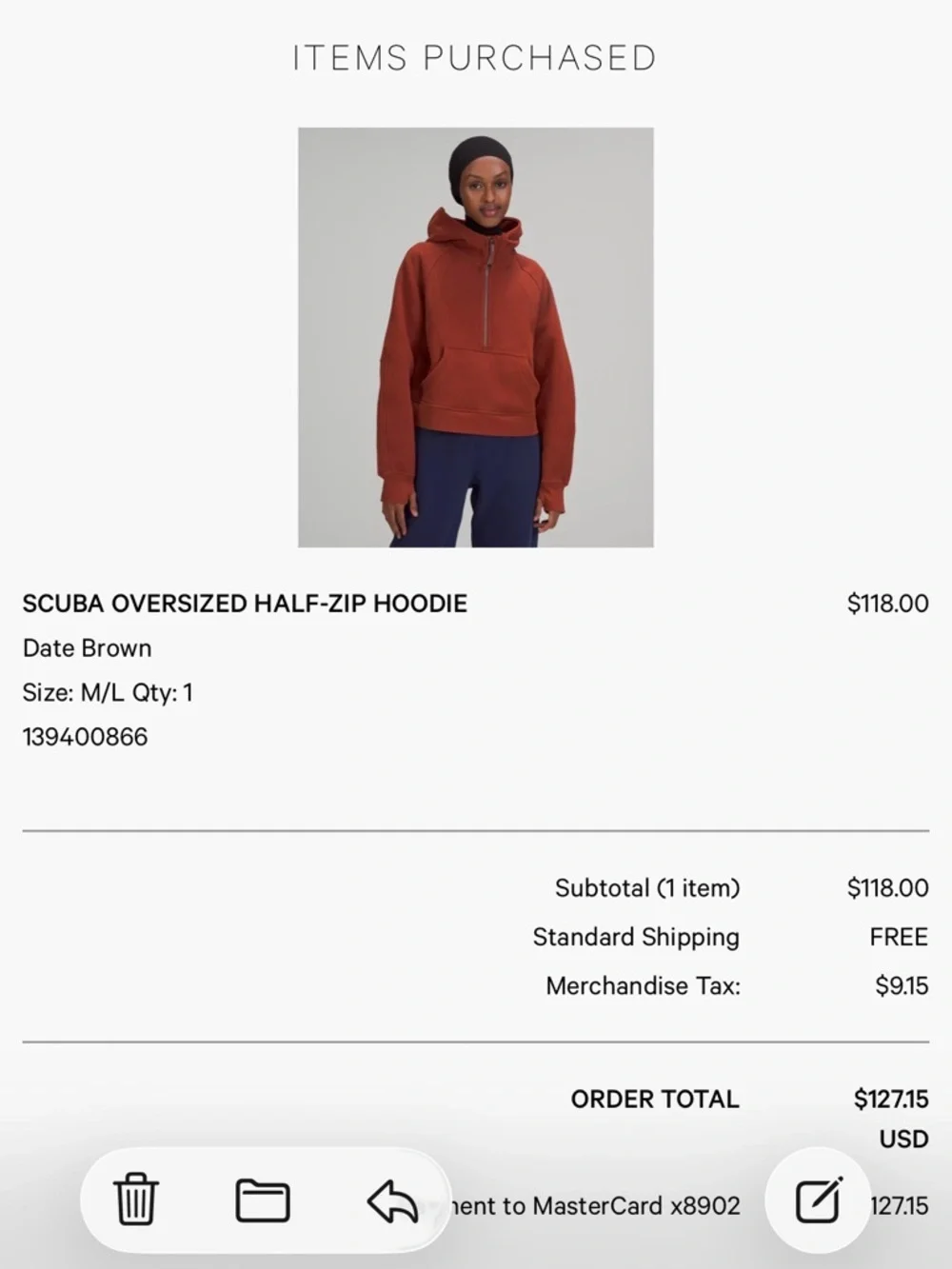 Lululemon Scuba Oversized Half Zip Hoodie M/L - Picture 10 of 10